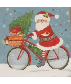 Servetten Santa on a Bike
