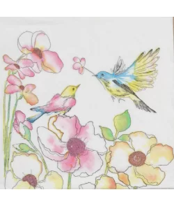 Servetten Watercolour Birds & Flowers